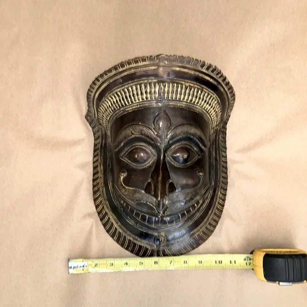 Antique Bronze Asian Tibetan Thai Demon Bhutan Mask Tribal MetalTribe Deity